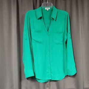Express Vibrant Green Button-Down Shirt